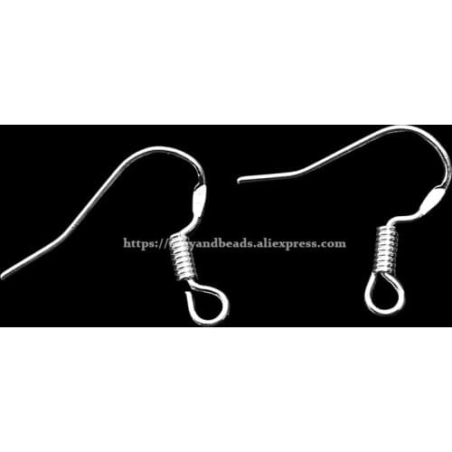 100Pcs=1Lot ! ) Silvers Plated Copper Material with 925s mark Earring Hooks 15MM With Spring and Ball For Jewelry