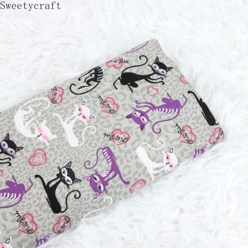 140x50cm Plain Cotton Fabric Cartoon Cat Printed Cloth Sewing Quilting Fabrics For Patchwork Needlework DIY Handmade Accessories