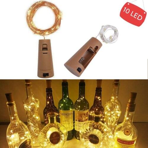 1/2/3M Wine Bottle with Cork Bottle Lights Battery Cork for Party Wedding Christmas Halloween Bar Decor Warm White String Lamp