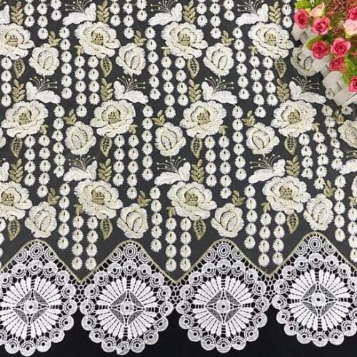 2yards French Mesh Tulle Lace Fabric 2018 3D Flower Patch African Embroidery Net Lace Fabric For Wedding Party Dress Dentelle