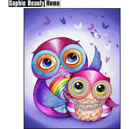 2018 Needlework Owl Diamond Embroidery Icon Beads Cross Stitch Rhinestone Mosaic Painting Resin Europe Square Paintings Animal