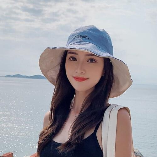 2021 Summer Sweet Daisy Flower Embroidery Sun Hat For Women Wide Brim UV Protection Visor Seaside Vacation Foldable Beach Cap