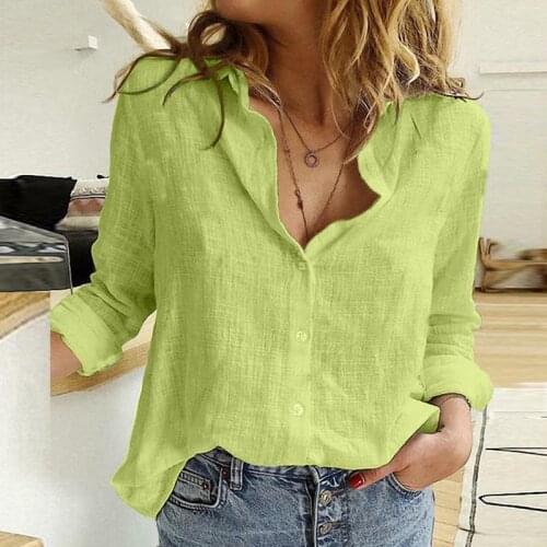 2021 Spring Blousa Solid Color Button Shirts Fashion Long Sleeve Tops Plus Size Casual Blouses Office Loose New Clothes For Lady