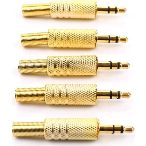 5pcs/lot 3.5mm Stereo Audio Jack Plug Mini 1 / 8Inch Jack Plug Headphone Male Plug Coax Cable Audio Adapter Connector Soldering