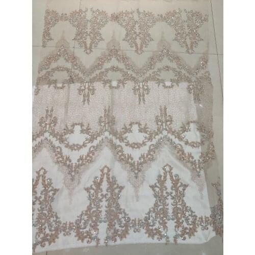African Lace Fabric High Quality Lace French Tulle Lace Fabric With Beads SYJ-528884 Embroidery Nigeria Lace Fabric