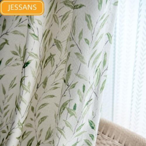 American Pastoral Cotton and Linen Stitching Printing Blackout Curtains for Bedroom Living Room Finished Product Customization