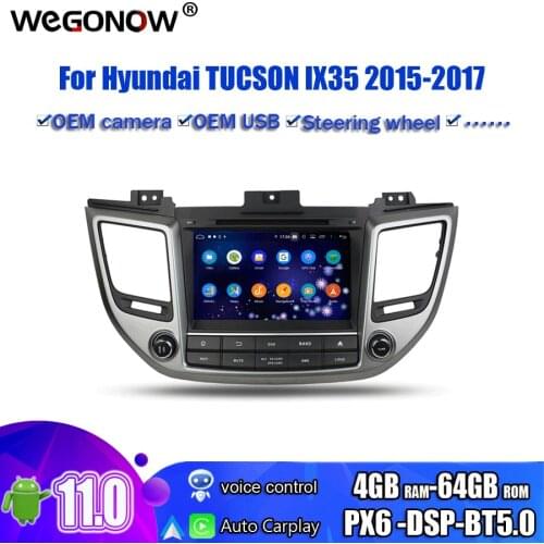 PX6 Android 10.0 For Hyundai TUCSON IX35 2015 2016 2017 4G RAM 8 Core Car DVD Player GPS Glonass map RDS Radio wifi Bluetooth
