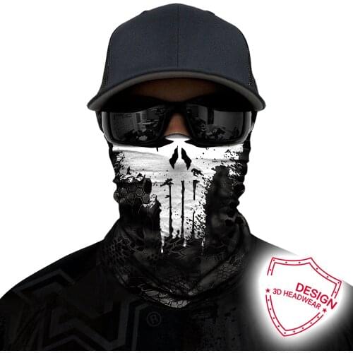 3D Punisher Bandanas Mask Buffs Motorcycle Neck Gaiter Cycling Face Mask Protective Headband Hiking Scarf Face Shield Balaclava