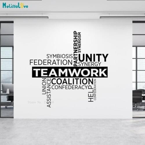Large Size Teamwork Word Wall Stickers Office Study Decor Unity Conalition Motivational Removable Decals Vinly YT6024