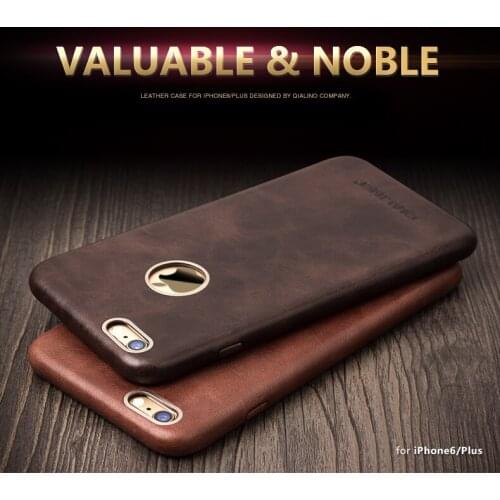QIALINO Genuine Leather Phone Case for iPhone 6 & 6s Calf Skin Unique Design with Golden Frame Back Cover for iPhone 6 & 6s Plus