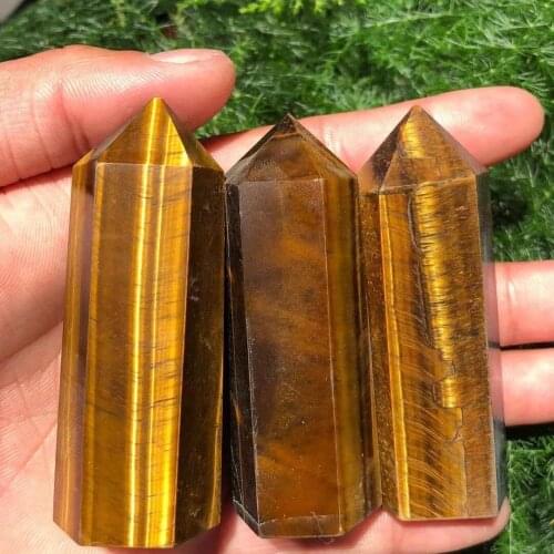 Natural flash Tigers eye quartz crystal wand POINT HEALING