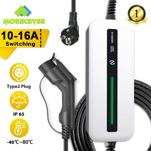 EVSE Type1 Portable EV Charging Box Cable Switchable Current 10/16A Schuko Electric Vehicle Car Charger SAEJ1772 6m