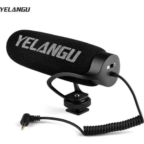 YELANGU MIC08 On-camera Condenser Microphone Video Mic with Intergrated Shock Mount 3.5mm TRRS for Camera Smartphone Vlog Video