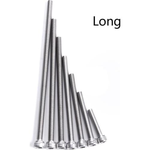 M2 M3 M4 M5 DIN912 304 Stainless Steel Inner Hexagon Lengthen Screw Knurled Cup Head Bolts Screws Extra Long