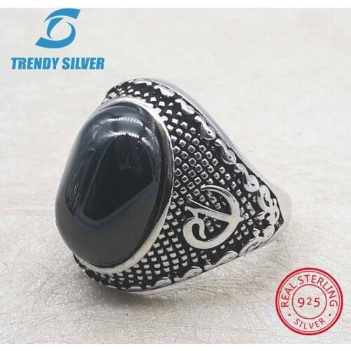 Rose gold silver 925 fine jewelry man rings men accessories turquoise gemstone natural onyx agate wholesale TRENDY SILVER TCR850