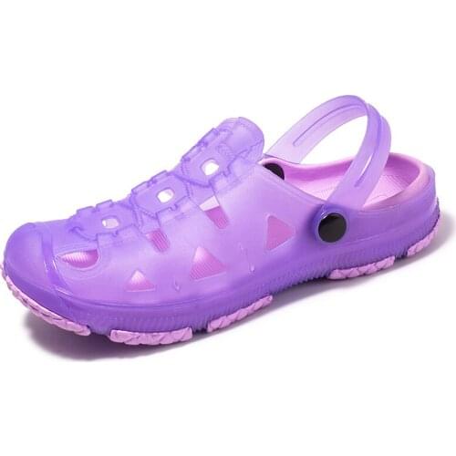 Mens Summer 2021 Hollow Outdoor Casual Slippers Sneakers Shoes Beach Flat Heel Soft Bottom Sandals Male Jelly Garden Clogs Mule