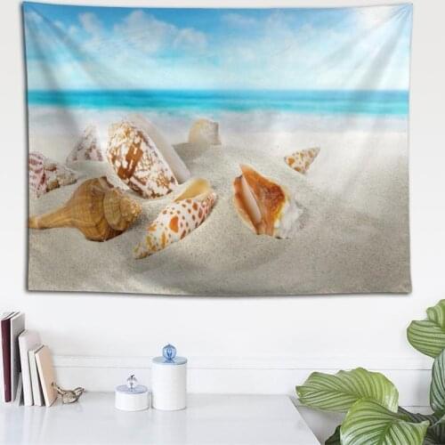 Custom Beach Shells Wall Cloth Hanging Tapestry Wedding Party Gift Bedspread Beach Towel Yoga Picnic Mat 140X200cm