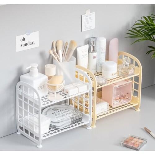 Ins Desktop Storage Box Makeup Storage Double-layer Storage Shelf Desktop Storage Rack Desk Shelves Cosmetic Organizer Storage