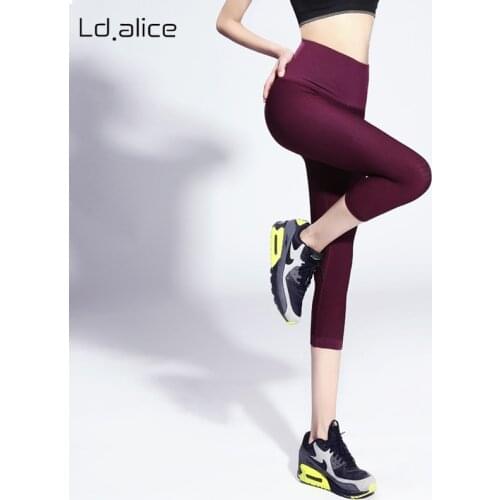 New High Quality Women Yoga Pants Sexy High Waist Stretched Cropped Leggings Running Compression Female Pant Ladies Gym Clothing