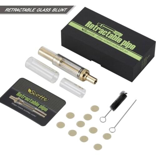 New style glass blunt dry herb smoking pipe automatic-retractable tobacco pipe glass Pipe official certification authentic