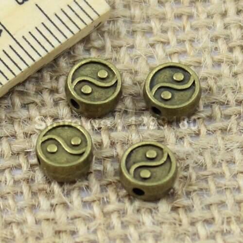 150pcs/lot Metal Zinc Alloy Bronze Tone Flat Round Beads For Necklace DIY Jewelry Making Accessories 7mm Hole:1mm (K01152)