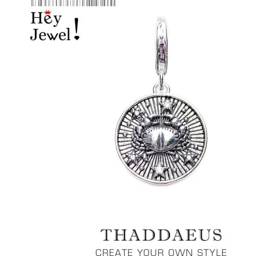 Vintage Zodiac Sign Cancer Charms Pendant DIY Fashion Jewelry Findings Accessories 925 Sterling Silver Gift For Women Men