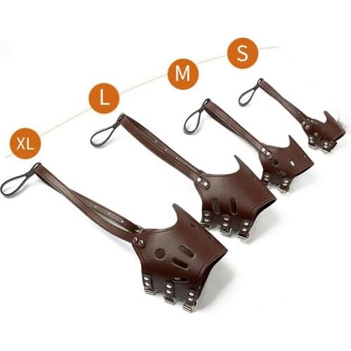 Adjustable PU Leather Pet Dog Muzzle Anti Bark Bite Chew Safety Breathable Mask Dog Accessories