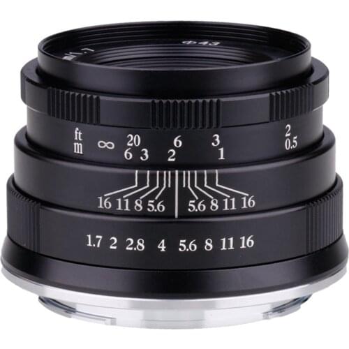 RISESPRAY Camera Lenses 35mm f1.7 Lens APS-C Fixed Focus Lens For Canon EOS-M Mount E Mount Fuji FX Mount BLACK