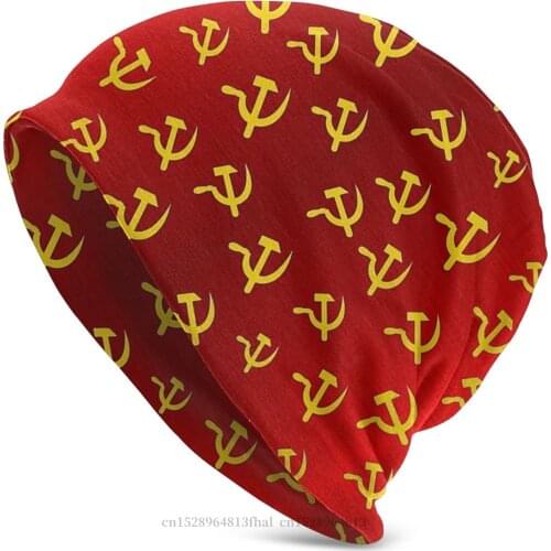 Bonnet Hats CCCP Union of Soviet Socialist Republics USSR Men Womens Knitted Hat Communist Backround Winter Warm Cap