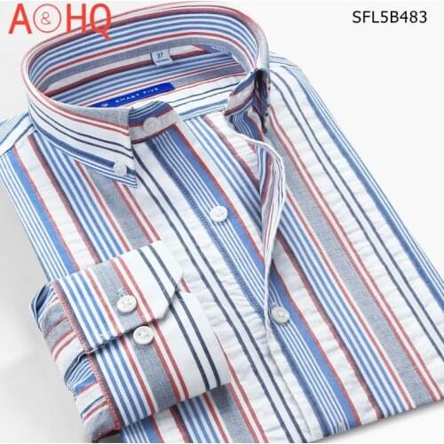 Smart Five Men Shirt Patterns Striped Shirts Long Sleeve Cotton New Style Summer Camisa Masculina Brand Clothing