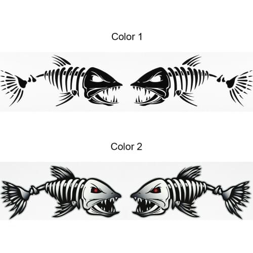 2 Pieces Fish Teeth Mouth Stickers Skeleton Fish Stickers Graphics Accessories for Kayak Fishing Boat Canoe Dinghy Window Car