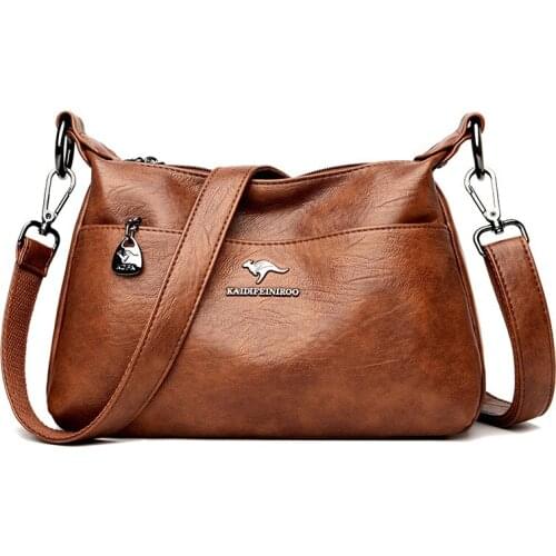 2021 Retro Shoulder Bags for Women Soft PU Leather Messenger Bag Ladies Mother Half Moon Handbags Crossbody Multi-pocket Purse