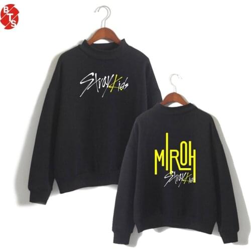 Stray Kids Kpop Turtleneck Sweatshirts Women/Men Fashion Long Sleeve Sweatshirt 2019 Hot Sale Casual Trendy Streetwear Clothes