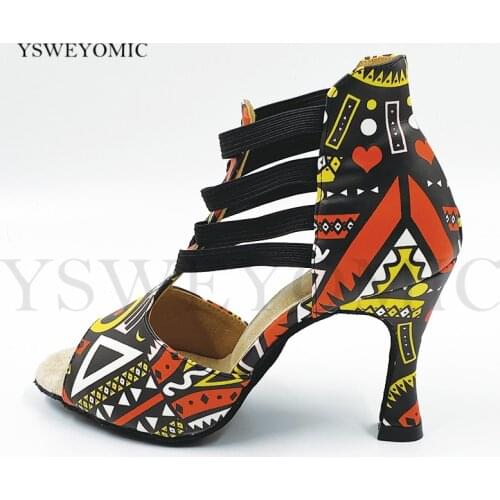 Zapatos de baile Soft Thicker Insole Leather African Style High Heel 3inch Customized Stable Ballroom Latin Salsa Dance Shoes
