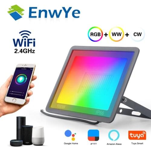 RGB smart floodlight outdoor wall light supports Tuya/Alexa/Google HomeAC220V 50W 100w IP65 waterproof garden landscape lighting