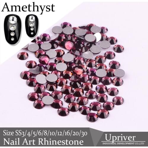 Upriver High Quality More Shiny Loose Strass Amethyst Nail Art Stones 3D Non Hotfix Rhinestones