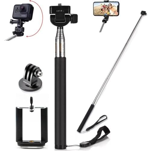 Extendable Handheld Selfie Stick Monopod + Mount Adapter For Gopro Hero 9 8 7 6 5 4 3 SJCAM XiaoYi EKEN H9R Sport Action Camera
