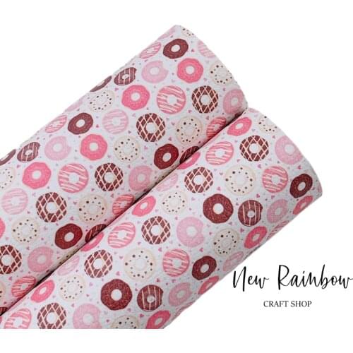 New Rainbow 30x22CM/A4 Color Glazed Donut Pink Heart Faux Leatheretter For Baby Bows,Shoes, Accessories, Earrings, DIY Crafts