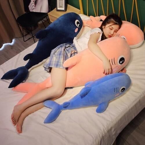 1PC 80-120CM Kawaii Dolphin Plush Toys Lovely Stuffed Soft Animal Big Eyes Fish Pillow Dolls For Children Girls Sleeping Gift