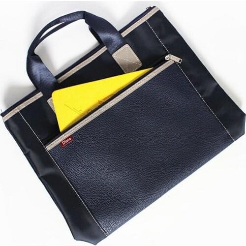 10PCS PU Leather Oxford Cloth Tote Paper Bag Business Meeting Information Package Stationery Collection Bag File Folder