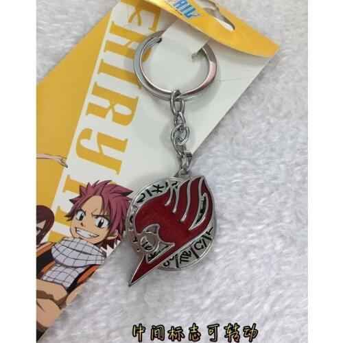 10 pcs/lot Anime Fairy Tail keyring keychain necklace toys blue and red sociaty logo pendant set keychain gifts
