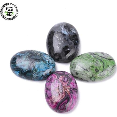 2pcs Oval Natural Ripple Jasper Cabochons Fit Handmade Jewelry DIY Making for Ring Pendants, Dyed, Size: about 25x18x7~8mm