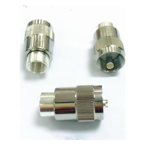 2pcs Connector UHF male Plug PL259 solder RG8 RG213 LMR400 7D-FB cable silver adaptor