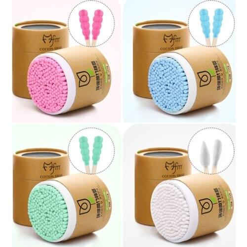 200pcs/Box Double Head Cotton Swab Nose Ears Cleaning Care Tools Disposable Buds Cotton Applicator Soft Women Makeup Tool 27RC