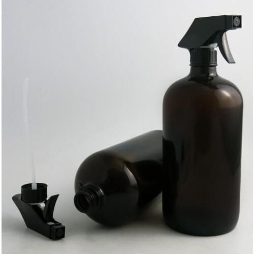 48 x1000ml Large Refillable 33Oz Amber Glass Spray Bottles for cleaning aromatherapy essential oil with black trigger spray top