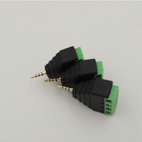 5pcs Video AV Balun 2.5mm 4 Pole Stereo Male to AV Screw Terminal Stereo Jack 2.5 mm male 4 pin Terminal Block Plug connector