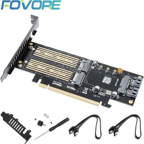 PCIe to m2 adapter PCIe M.2 NVMe AHCI NGFF B M key mSATA 3 in 1 SSD adaper PCI express X16 to m.2 converter card