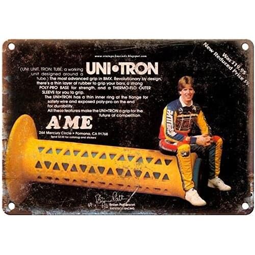 Adkult Vintage BMX Grips, Uni Tron A'me, Brian Patterson 12" x 9" Retro Metal Sign B175