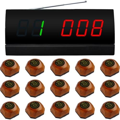 SINGCALL Wireless Service Calling System for Cybercafe,Airport,Bank,Cinema, Table Call System, 15pcs Bells and 1pc Black Monitor
