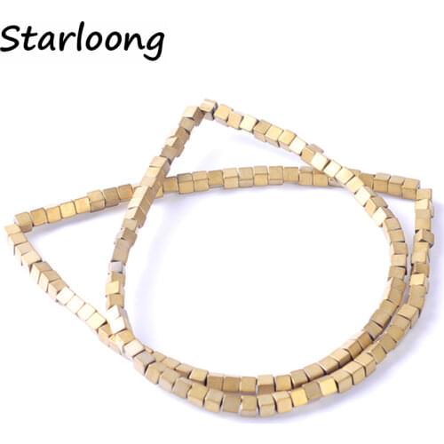 Top quality Natural stone multi-color Matt square loose spacer hematite beads for DIY jewelry necklace bracelet making